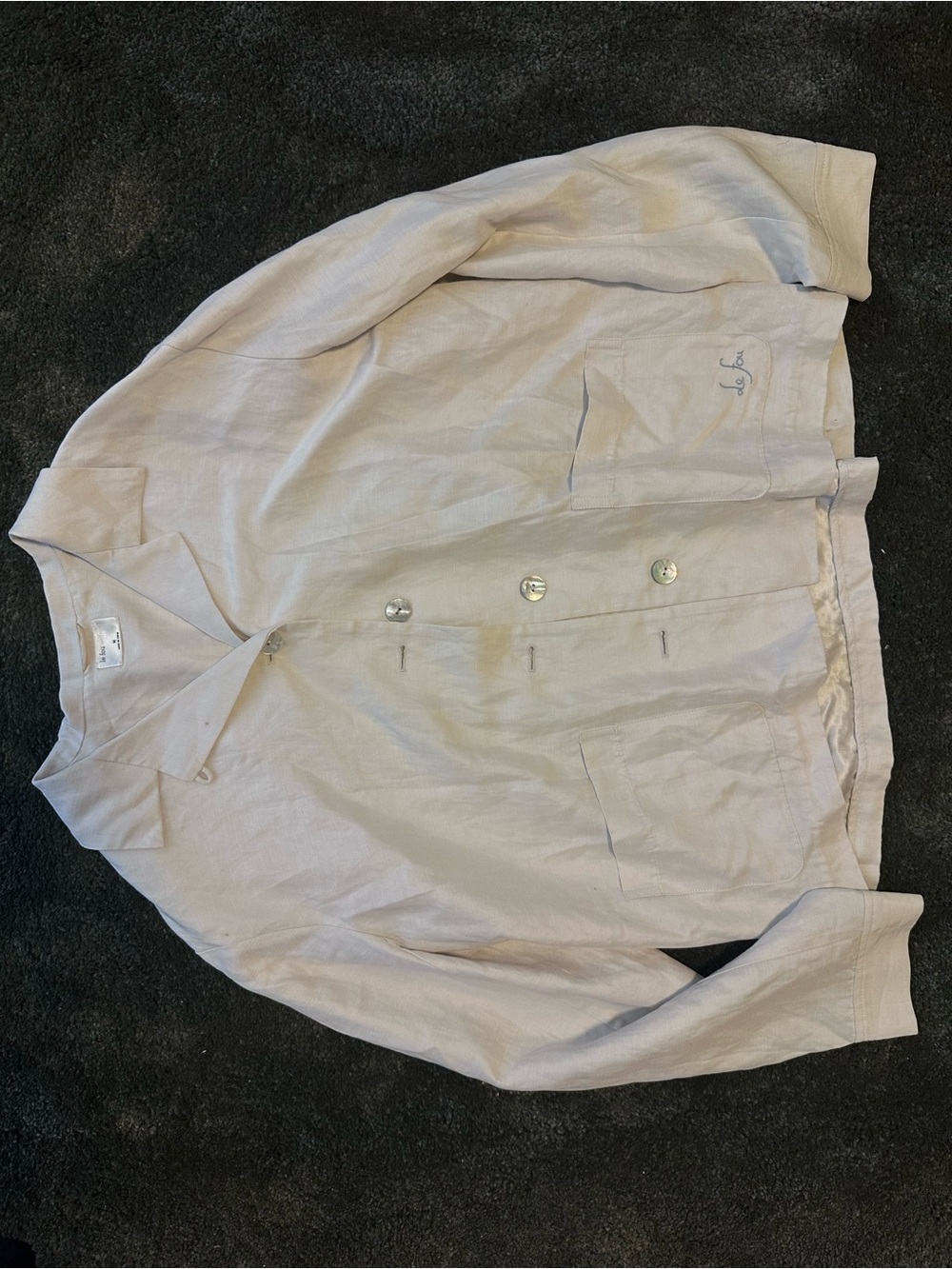 Le Fou Unisex Beige Linen Jacket - Casual Button-Front (Aritzia)